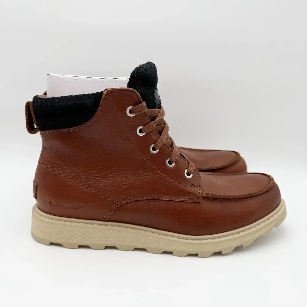 Sorel Mens Madson II Moc Toe Boots US 7.5 EU 40.5 Brown Leather Waterproof NIB